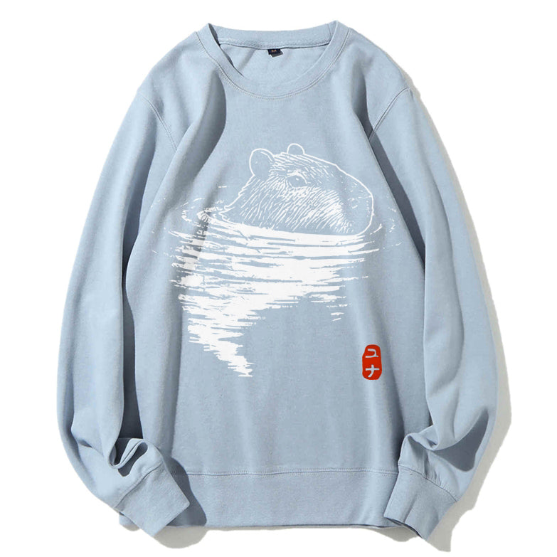 Swimming Capybara Cotton Sweatshirt