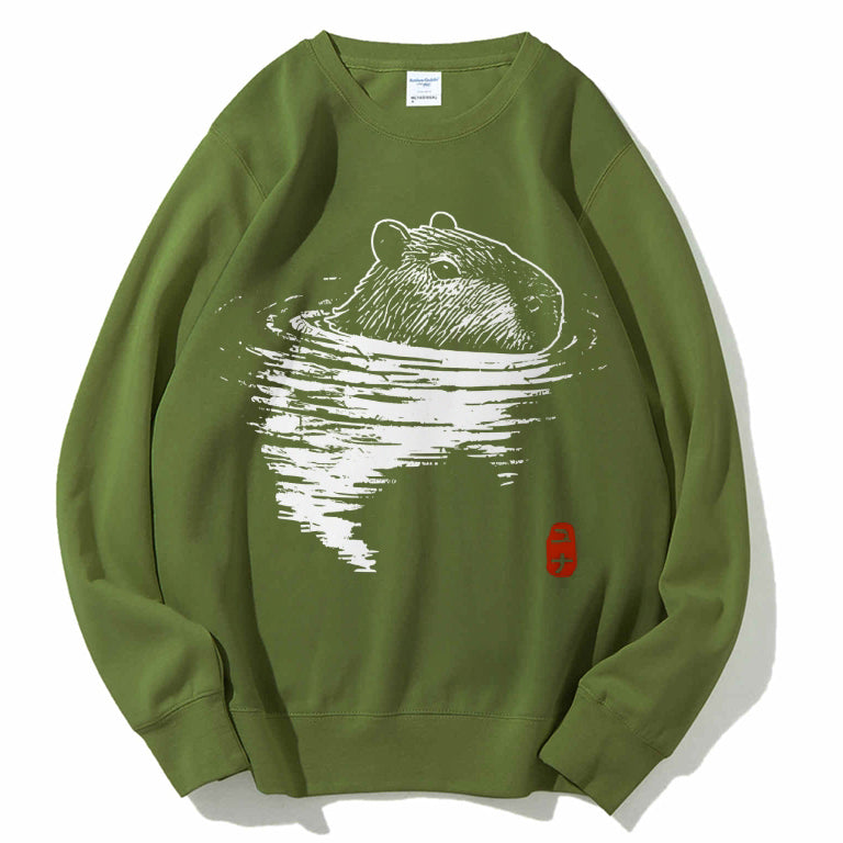 Swimming Capybara Cotton Sweatshirt
