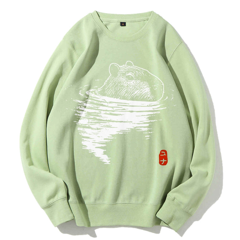 Swimming Capybara Cotton Sweatshirt