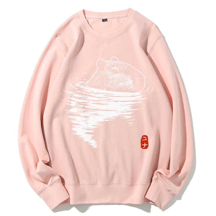 Swimming Capybara Cotton Sweatshirt