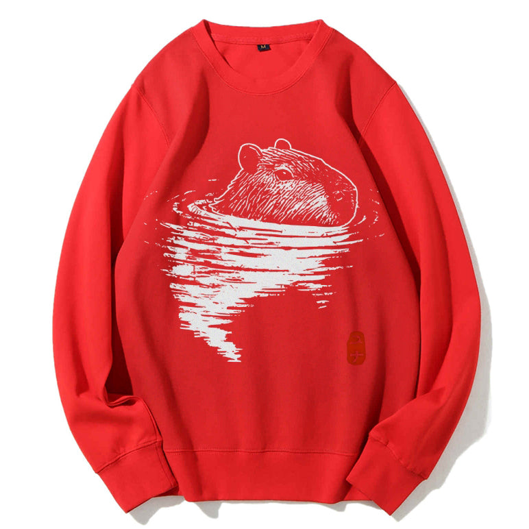 Swimming Capybara Cotton Sweatshirt