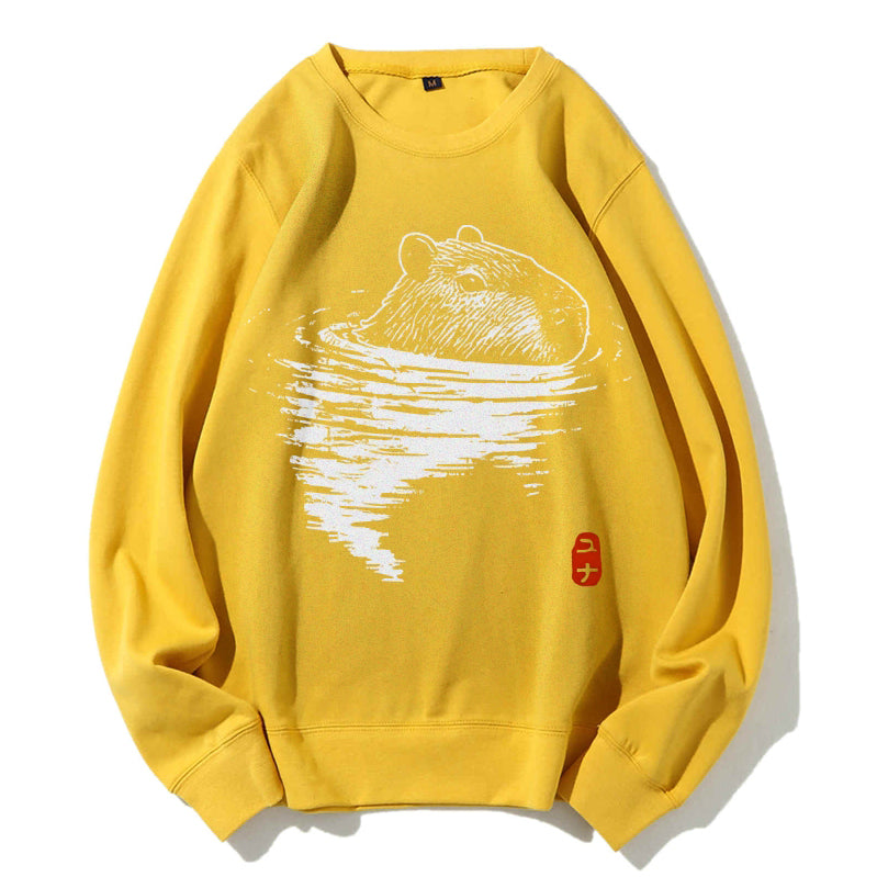 Swimming Capybara Cotton Sweatshirt