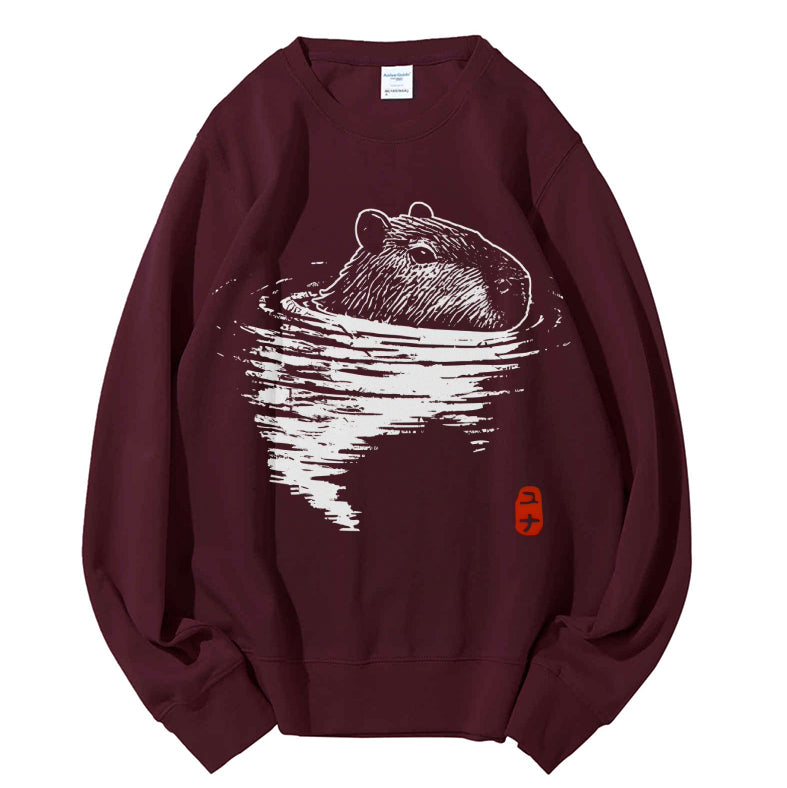 Swimming Capybara Cotton Sweatshirt