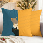 Vintage Funny Cat Art Printed Throw Pillow