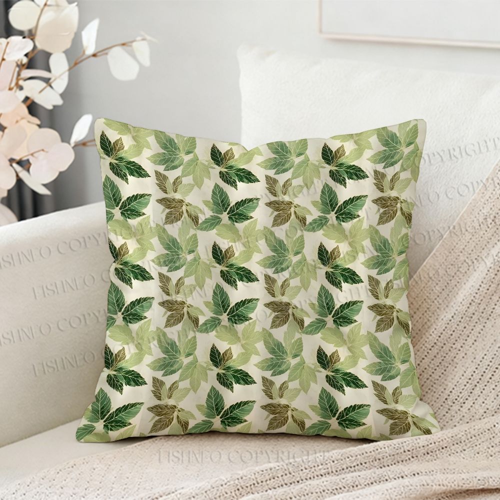 Green Leaf Escape Printed Throw Pillow