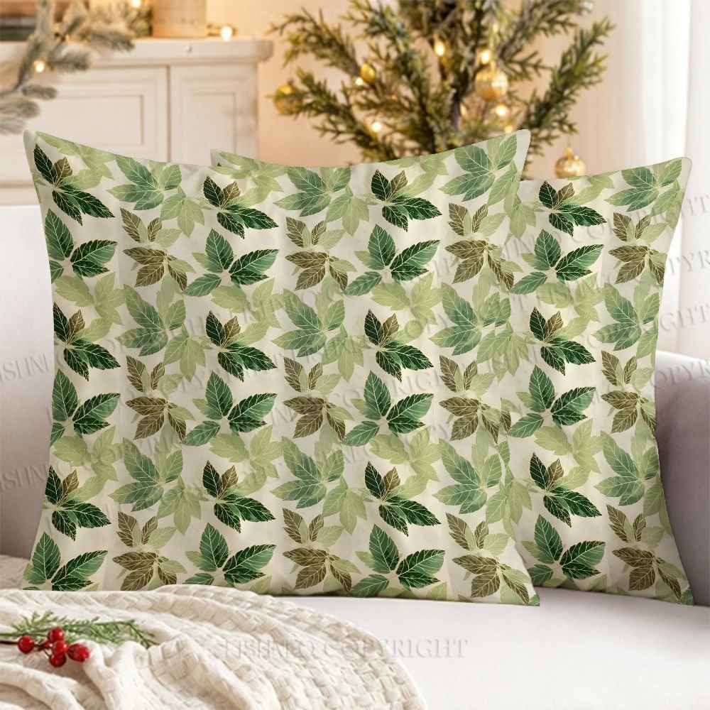 Green Leaf Escape Printed Throw Pillow