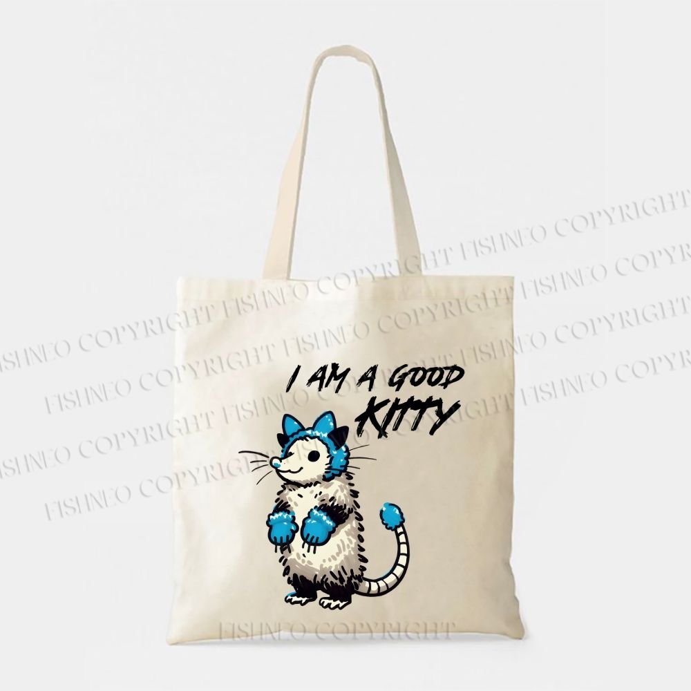 Funny Opossum think I am a Good Kitty Printed Tote Bag