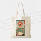 Cat Frog Japanese Style  Printed Tote Bag