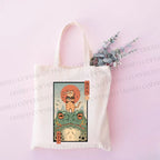 Cat Frog Japanese Style  Printed Tote Bag