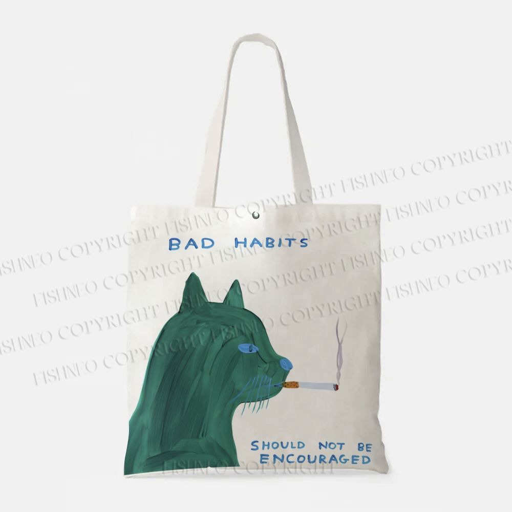 Bad Habits Should Not Encourage Cat Printed Tote Bag