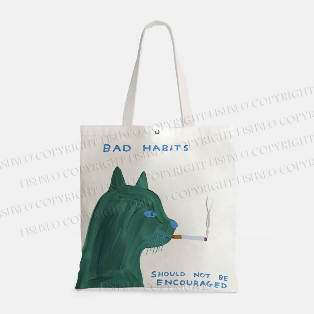 Bad Habits Should Not Encourage Cat Printed Tote Bag