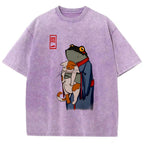 The Frog Holds The Cat Washed T-Shirt