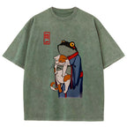 The Frog Holds The Cat Washed T-Shirt