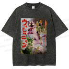 Unisex Ultraman Cat Printed Washed Tee