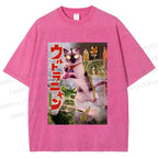 Unisex Ultraman Cat Printed Washed Tee