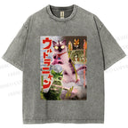 Unisex Ultraman Cat Printed Washed Tee