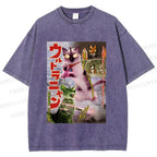Unisex Ultraman Cat Printed Washed Tee