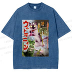 Unisex Ultraman Cat Printed Washed Tee
