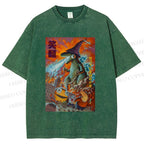 Unisex Smiling Friends Angry Green Boy Printed Washed Tee