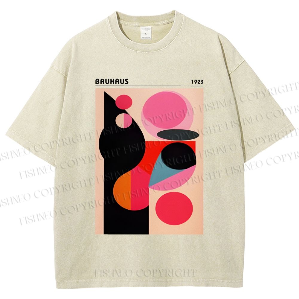 Unisex Bauhaus Art Geometry Printed Washed Tee