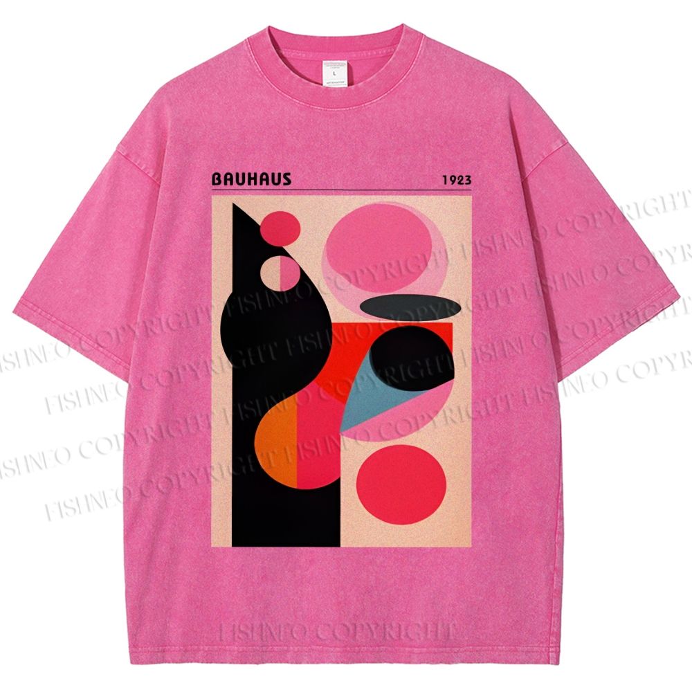 Unisex Bauhaus Art Geometry Printed Washed Tee
