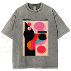 Unisex Bauhaus Art Geometry Printed Washed Tee