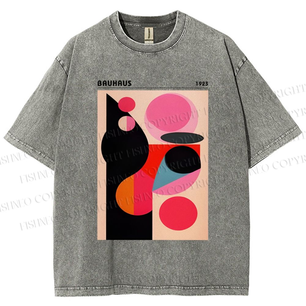 Unisex Bauhaus Art Geometry Printed Washed Tee