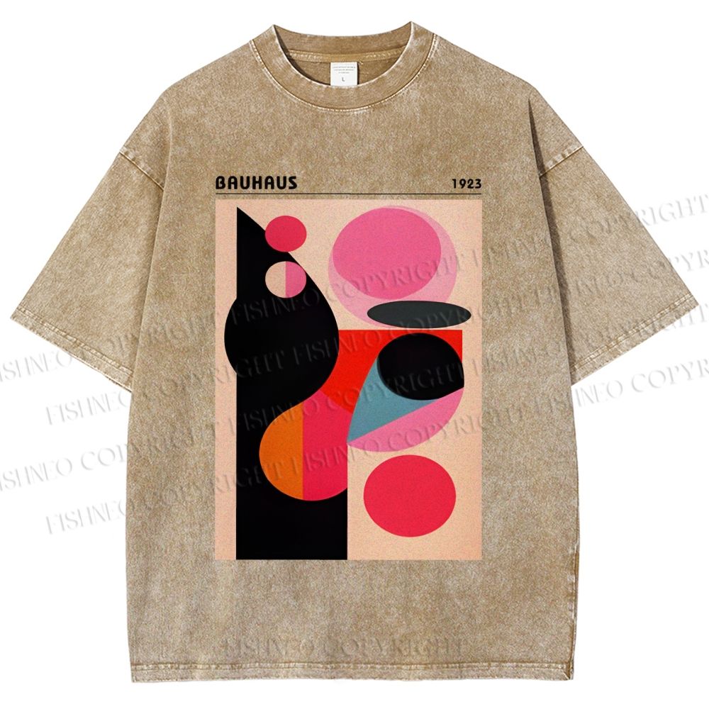 Unisex Bauhaus Art Geometry Printed Washed Tee