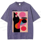 Unisex Bauhaus Art Geometry Printed Washed Tee