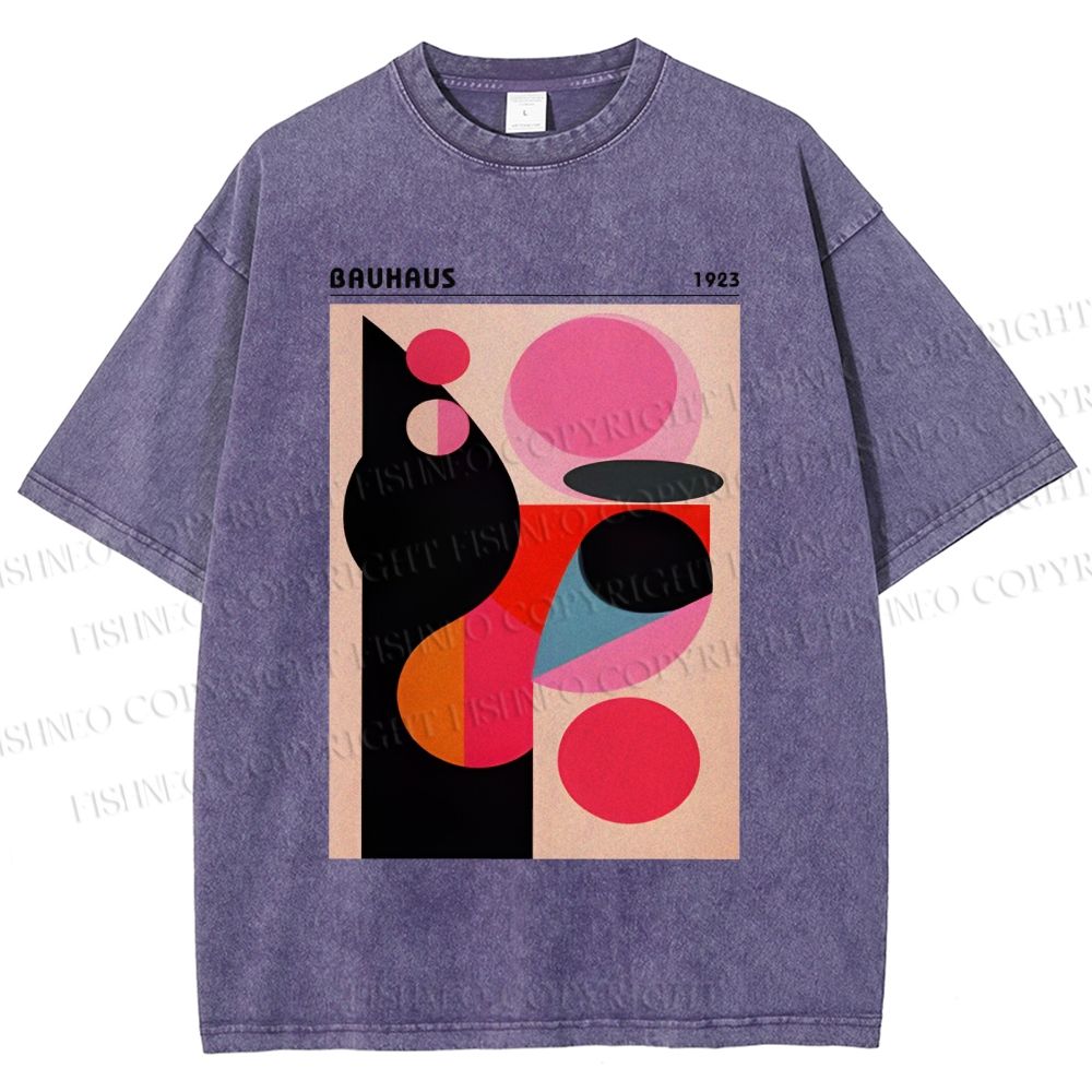 Unisex Bauhaus Art Geometry Printed Washed Tee