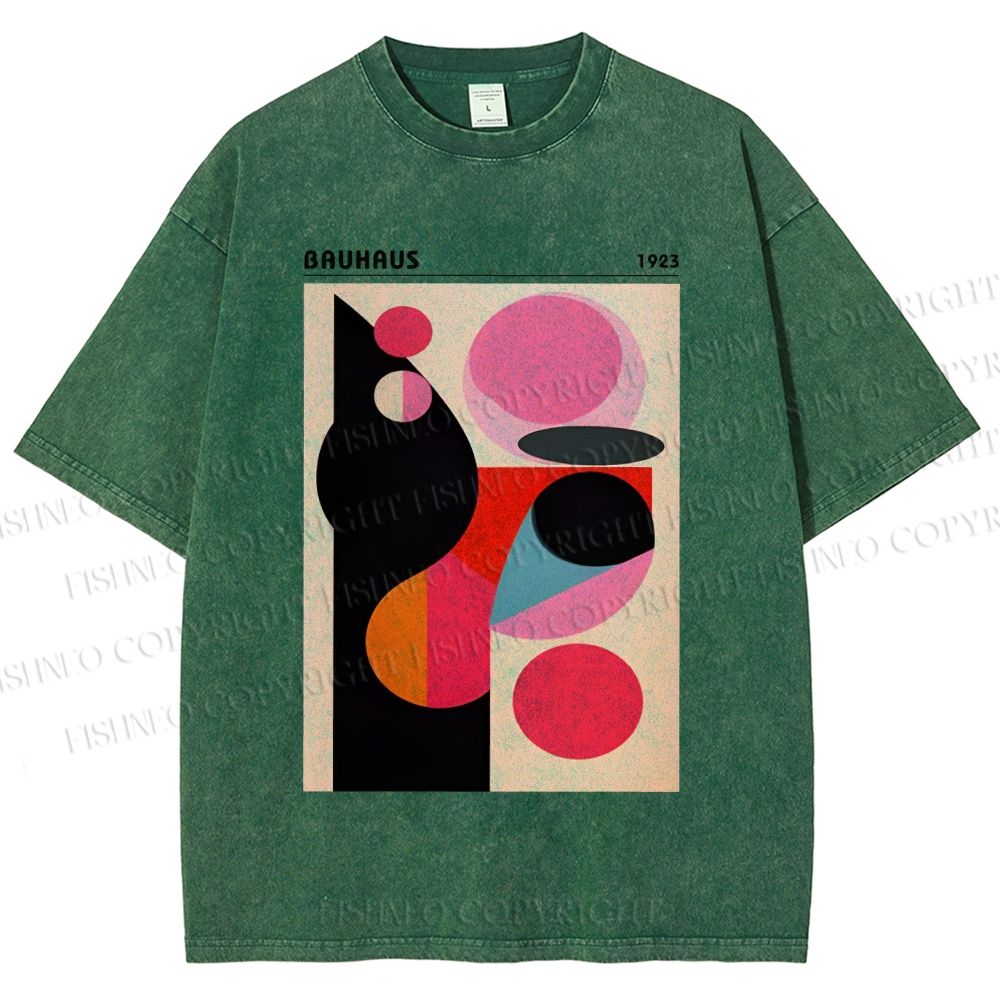 Unisex Bauhaus Art Geometry Printed Washed Tee