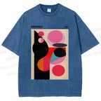 Unisex Bauhaus Art Geometry Printed Washed Tee