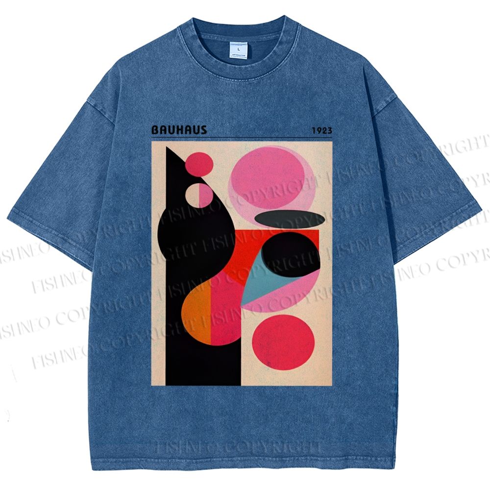 Unisex Bauhaus Art Geometry Printed Washed Tee
