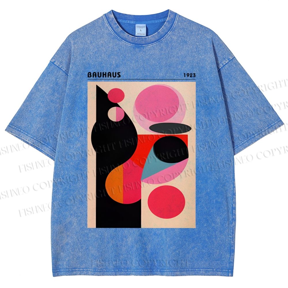Unisex Bauhaus Art Geometry Printed Washed Tee