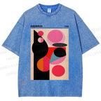 Unisex Bauhaus Art Geometry Printed Washed Tee