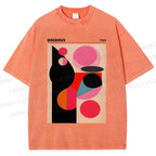 Unisex Bauhaus Art Geometry Printed Washed Tee