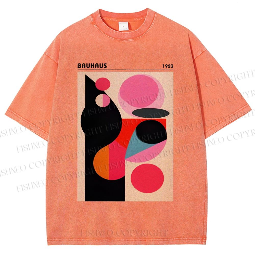 Unisex Bauhaus Art Geometry Printed Washed Tee