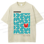 Unisex Art Geometry Cat Printed Washed Tee
