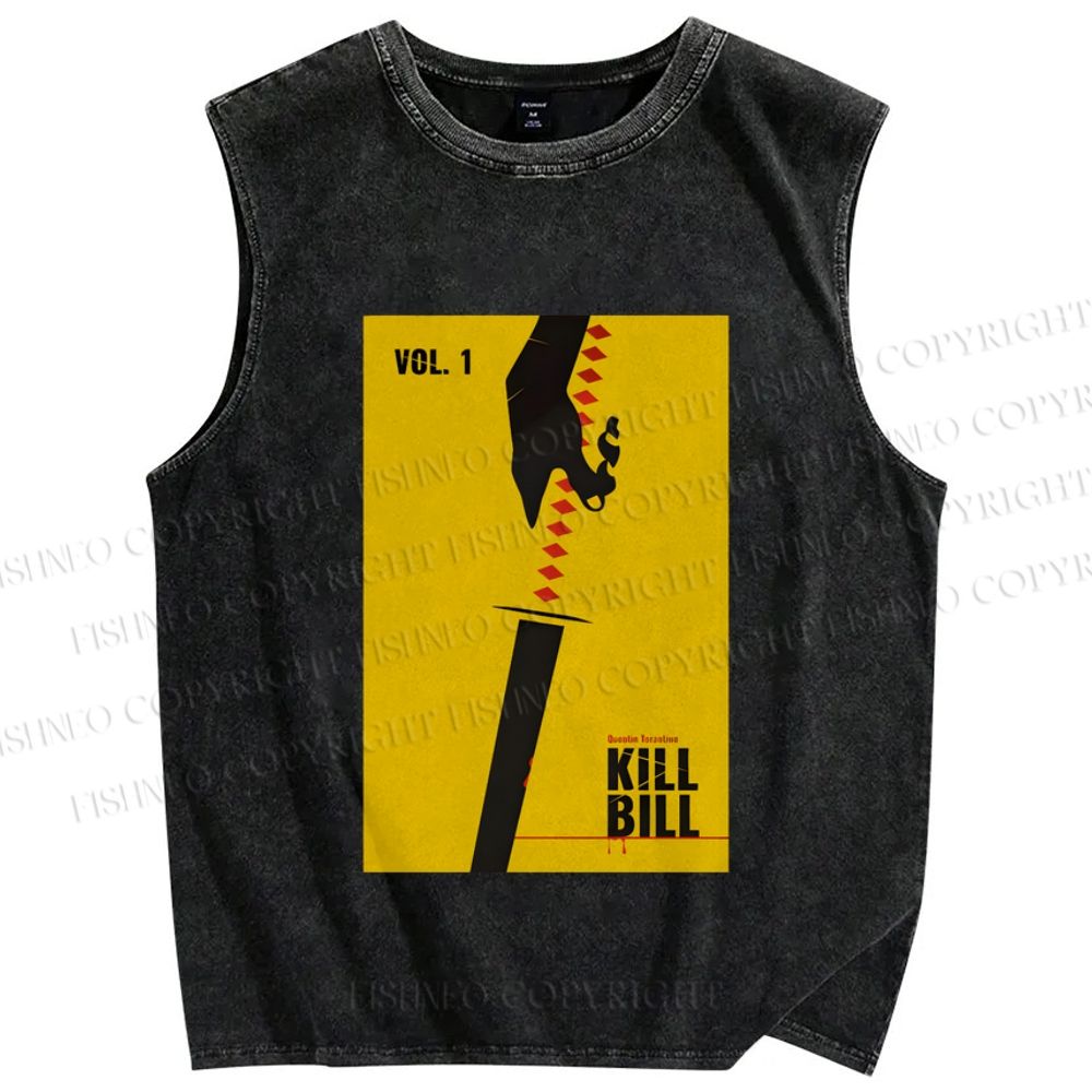 Unisex Kill Bill Printed Washed Tank Top