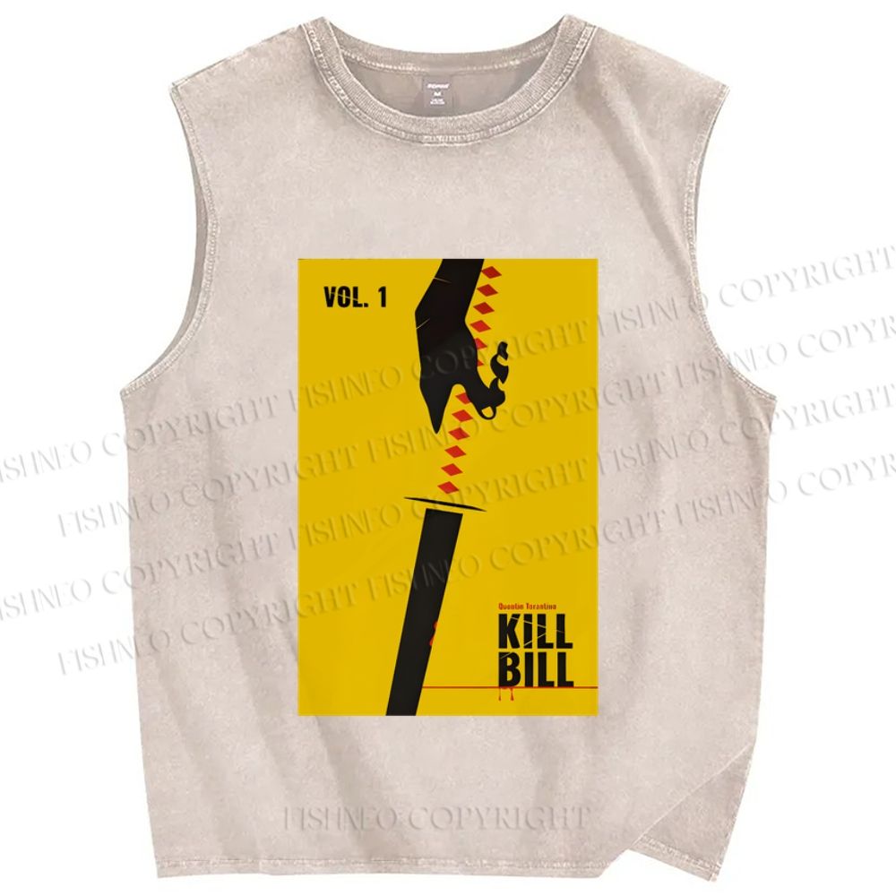 Unisex Kill Bill Printed Washed Tank Top