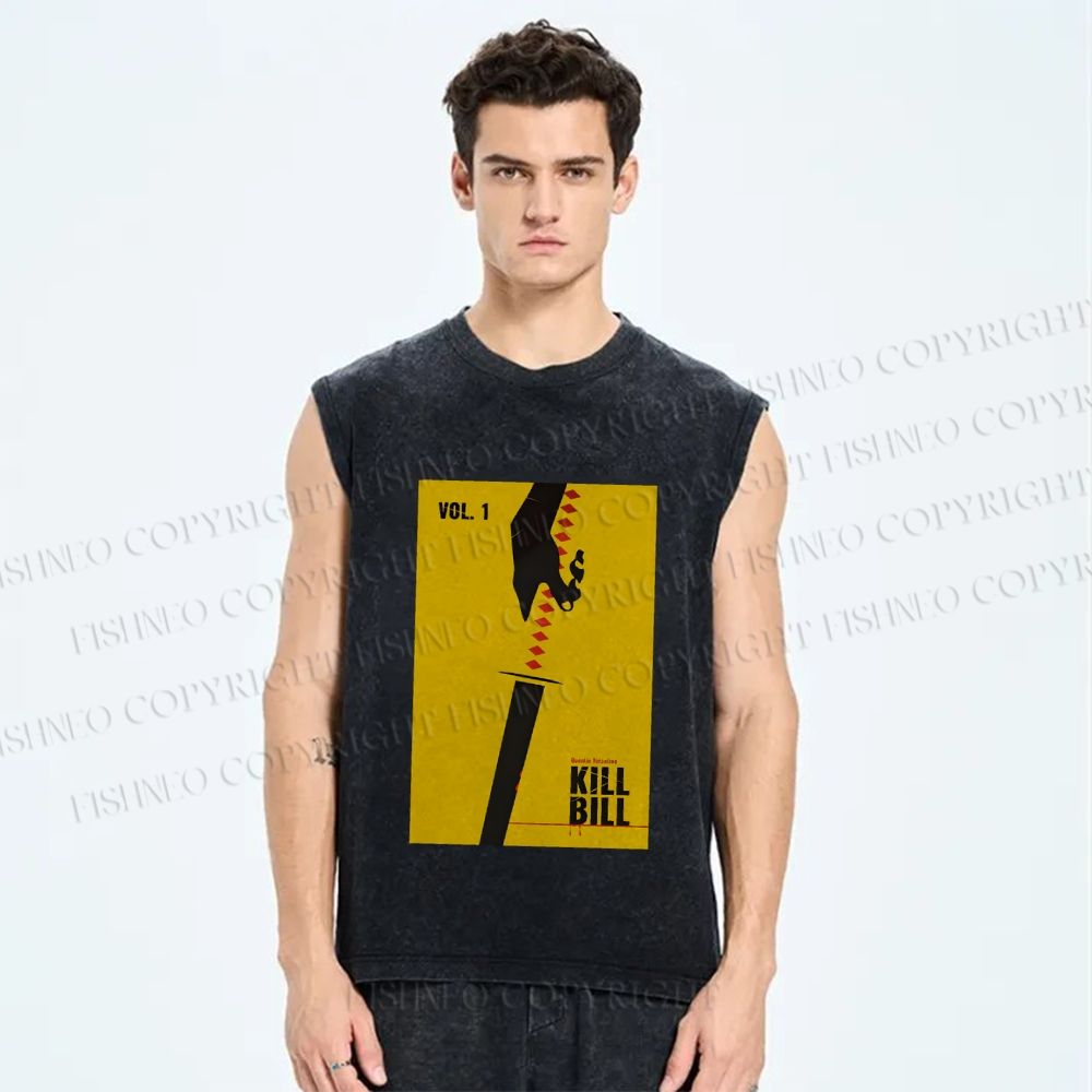Unisex Kill Bill Printed Washed Tank Top