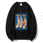 Unisex Colorful Cartoon Sardines Printed Sweatshirt