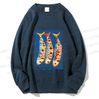 Unisex Colorful Cartoon Sardines Printed Sweatshirt