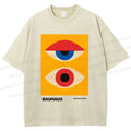 Unisex Bauhaus Geometric Eye Printed Washed Tee