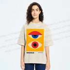 Unisex Bauhaus Geometric Eye Printed Washed Tee