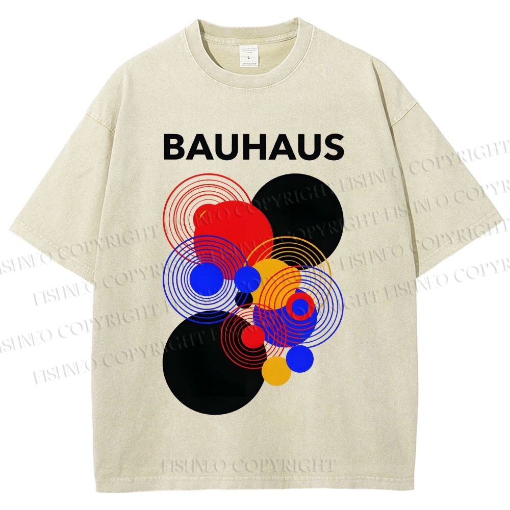 Unisex Bauhaus Geometric Circle Printed Washed Tee