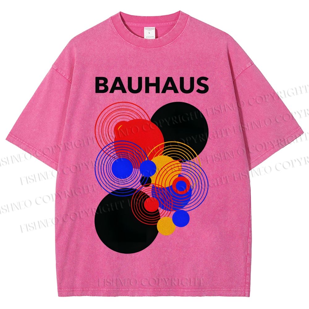 Unisex Bauhaus Geometric Circle Printed Washed Tee