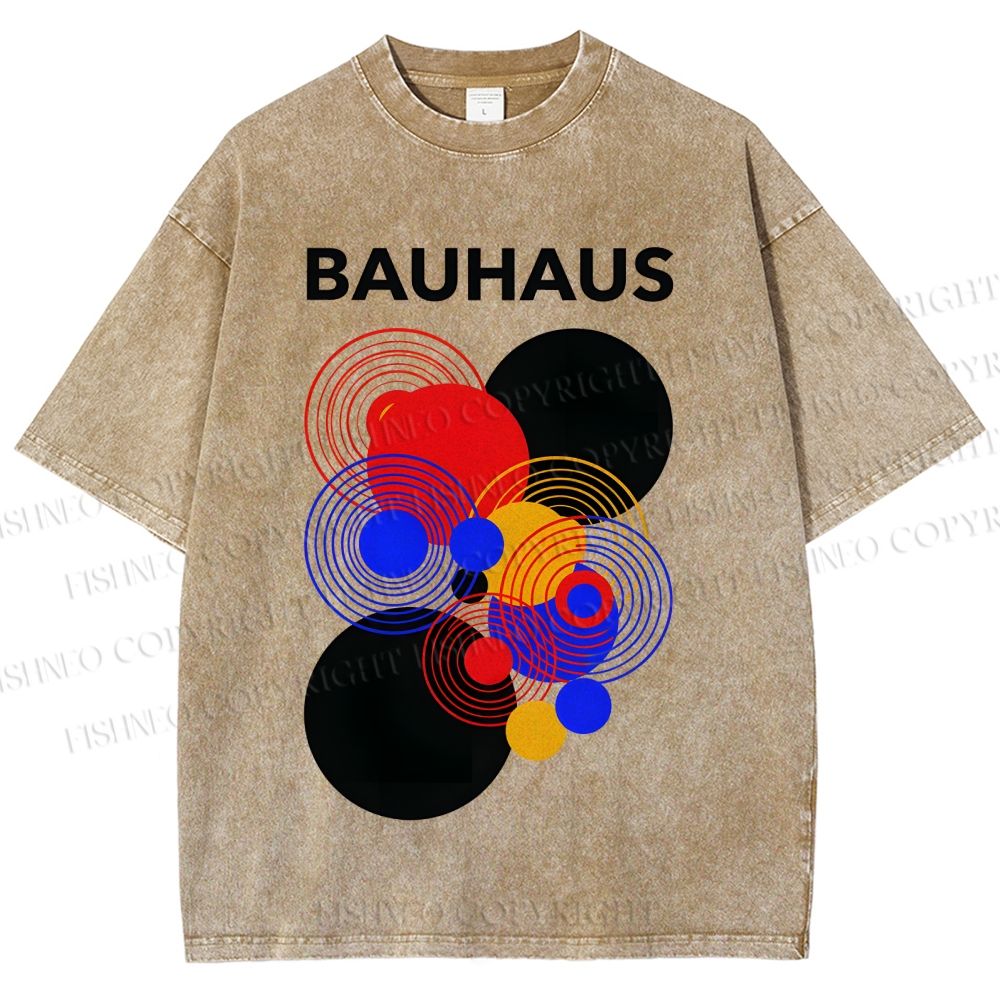 Unisex Bauhaus Geometric Circle Printed Washed Tee