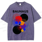 Unisex Bauhaus Geometric Circle Printed Washed Tee