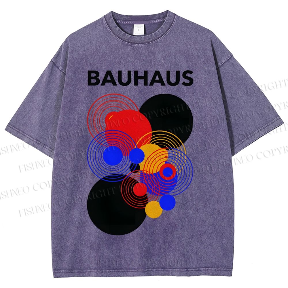 Unisex Bauhaus Geometric Circle Printed Washed Tee
